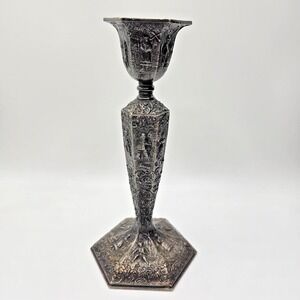 Antique Dutch Motif Silver Plated Barbour Silver Co Silverplate Candlesticks EUC